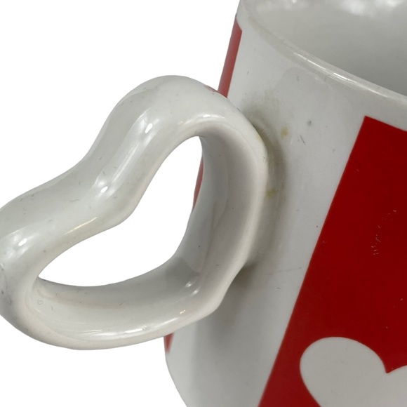 Vintage Valentines Heart-shaped Handle Unique Coffee Mug Cup Tea Love Red White - Picture 5 of 12